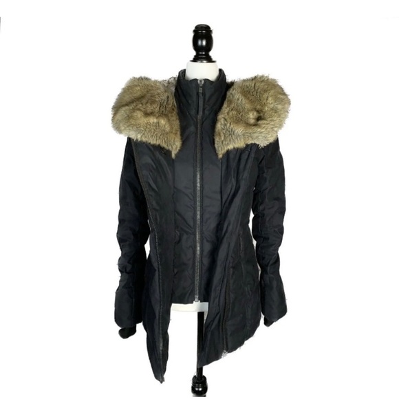 Aritzia Babaton Black Goose Down Faux Fur Hood Winter Parka Jacket - Picture 5 of 16